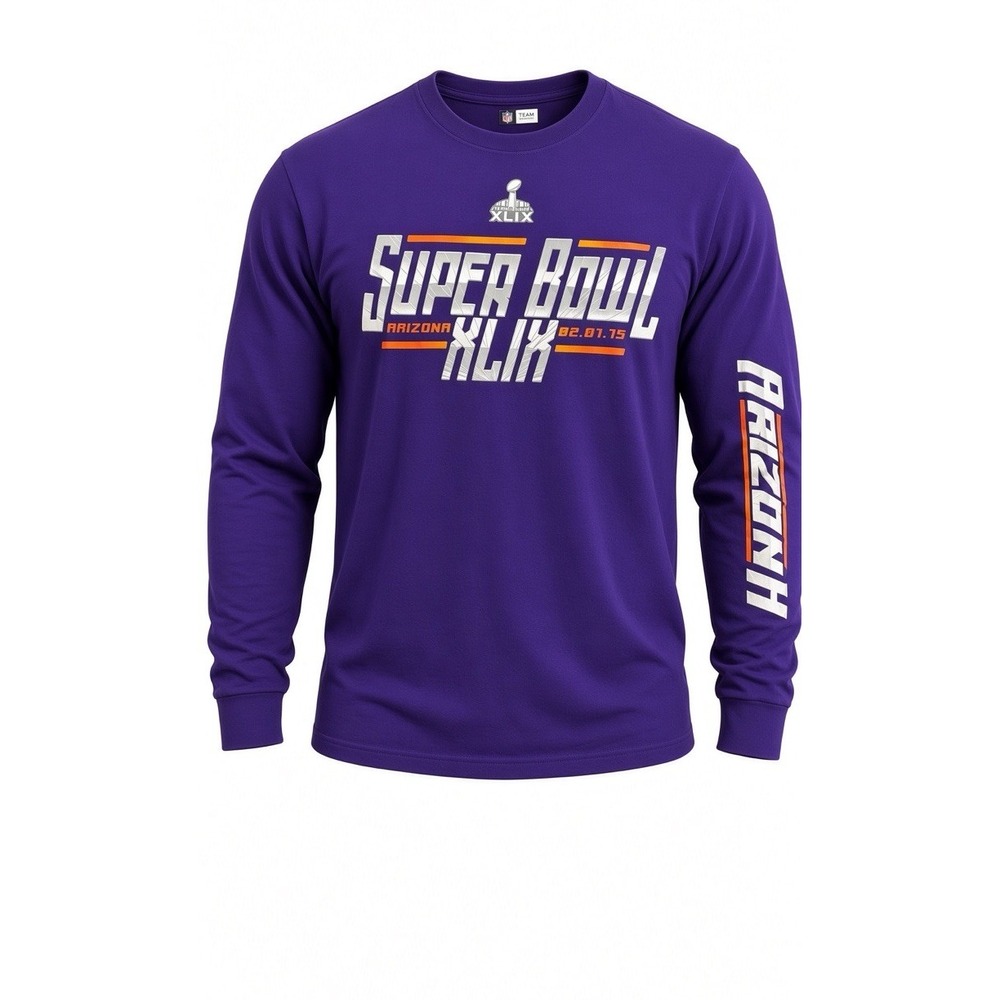 Super Bowl XLIX Arizona Long Sleeve T-Shirt Men's 2XL Purple NFL Team Apparel